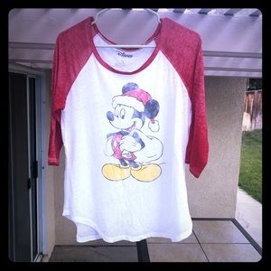 2 for $5 Girl's XL Distressed Red Mickey Raglan
